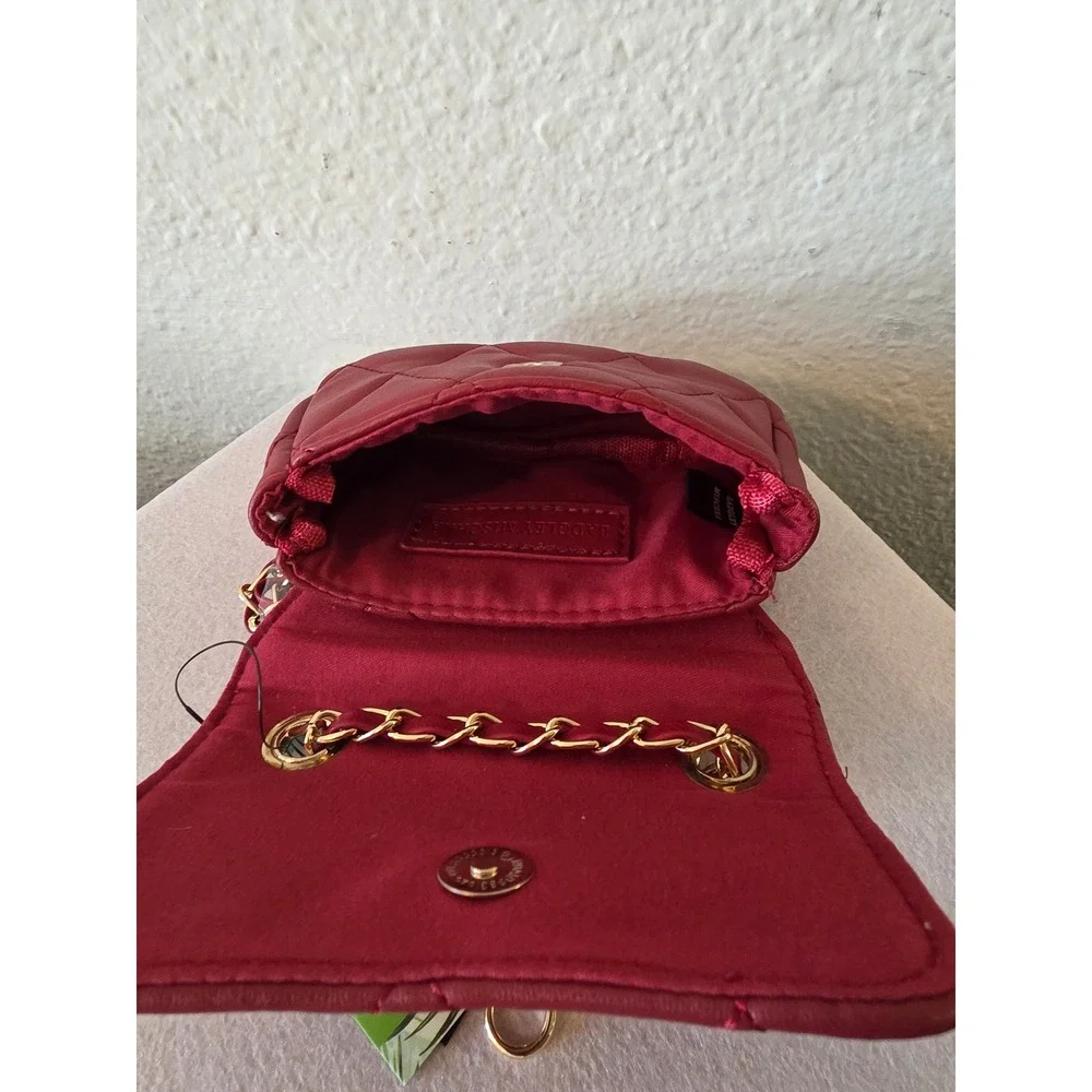 Badgley Mischka Red Quilted Mini Crossbody Purse Gold Chain BMH-016 NWT